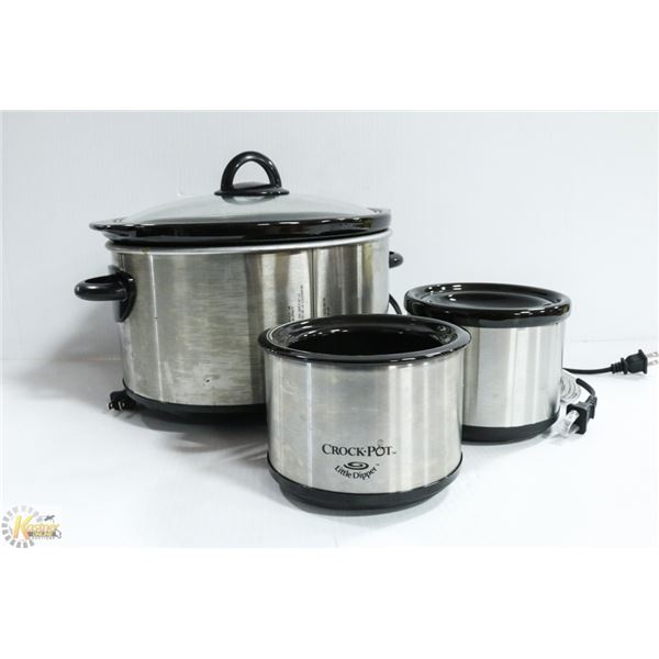 1 LARGE CORCK POT, 1 LITTLE CROCK POT