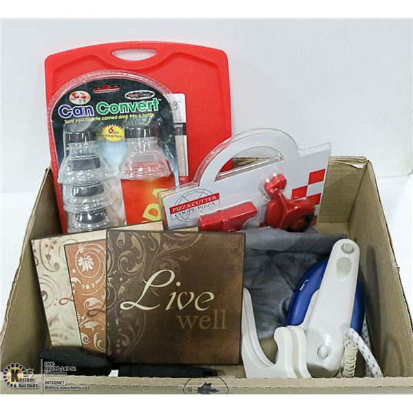 BOX OF HOUSEHOLD ITEMS