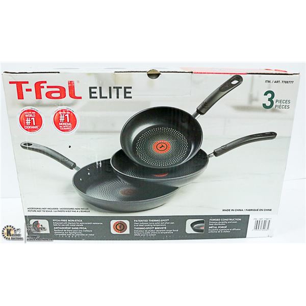 NEW T-FAL ELITE PAN 3 PIECES SET