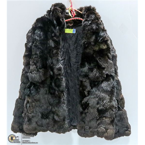 BLACK FUR COAT SIZE LARGE