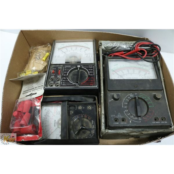 TRAY OF ELECTRIC METERS WITH SOME SUPPLIES