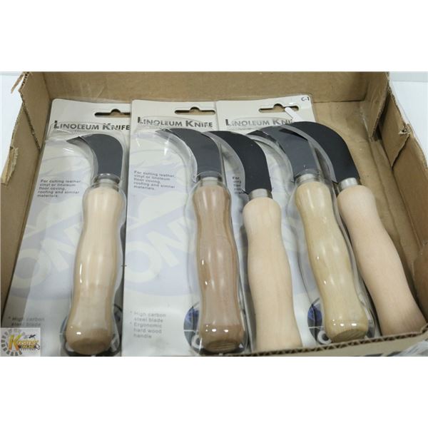 5 NEW LINOLEUM KNIVES
