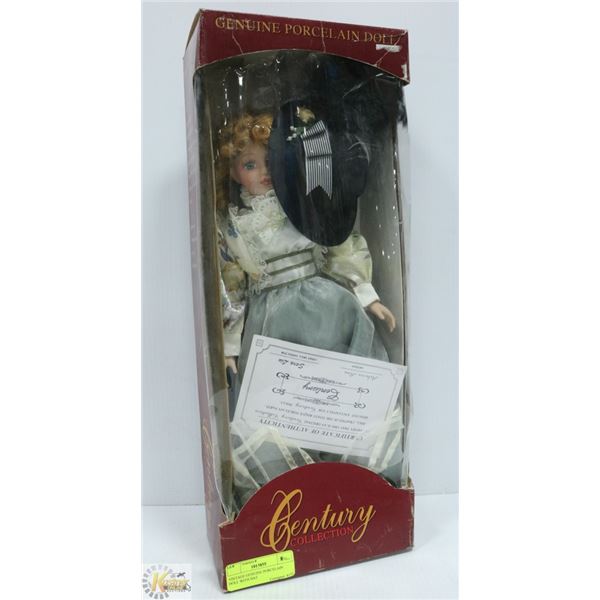 VINTAGE GENUINE PORCELAIN DOLL WITH HAT