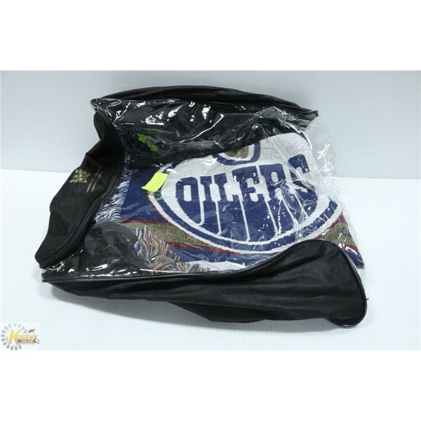 OILERS BLANKET THROW APPROX 3 X 4