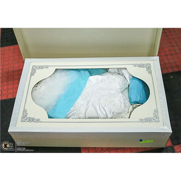 BRIDAL CHEST CRYSTAL & BEADED WEDDING DRESS SIZE 8