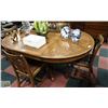 Image 1 : SOLID OAK DINING TABLE WITH 4 ANTIQUE OAK CHAIRS
