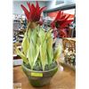 Image 1 : CLAY POT WITH RED SILK FLOWERS PLANT SILK