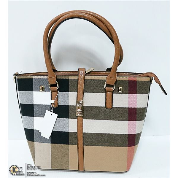 NEW BROWN BURBERRY STYLE 2 IN 1 PURSE
