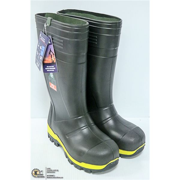 PAIR OF NEW ZUZUKANG STEEL TOED RUBBER BOOTS