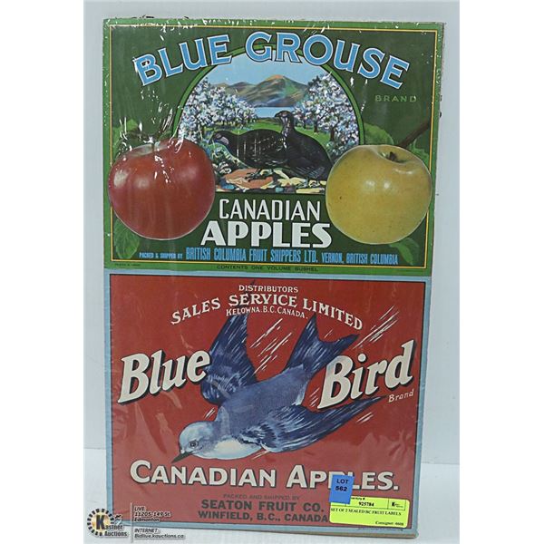 SET OF 2 SEALED BC FRUIT LABELS