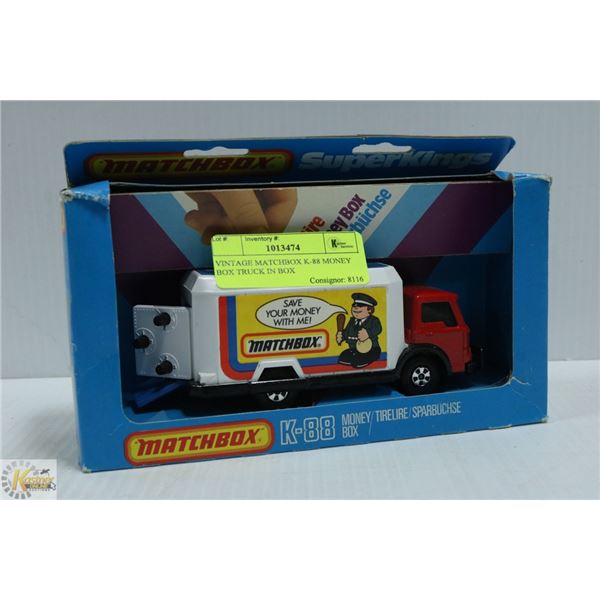 VINTAGE MATCHBOX K-88 MONEY BOX TRUCK IN BOX