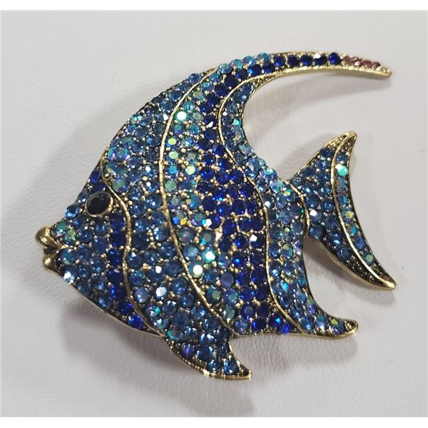 RHINESTONE FISH BROOCH