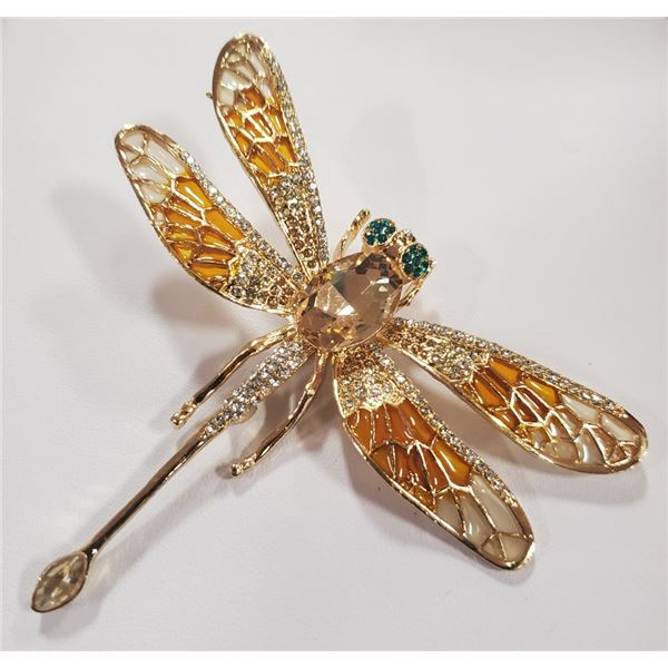 RHINESTONE DRAGONFLY BROOCH