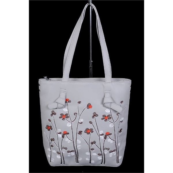 NEW EMBROIDERED GARDEN GREY PURSE