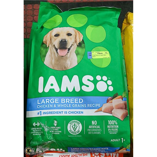 THREE 6.80KG BAGS OF IAMS LARGE BREED - CHICKEN