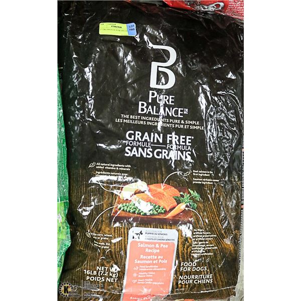 TWO 7.2KG BAGS OF PURE BALANCE - SALMON AND PEA