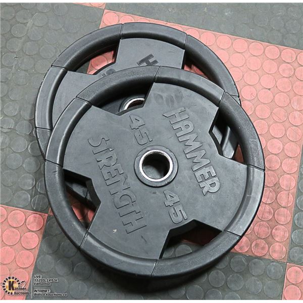 LOT WITH 2 HAMMER STRENGHT 45LBS WEIGHTS