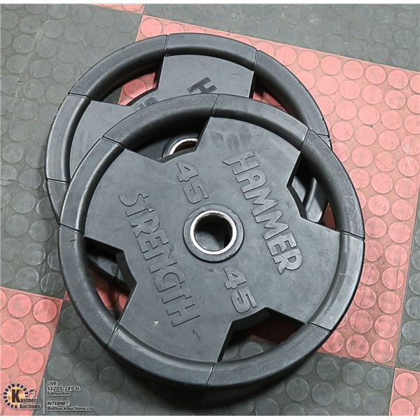 LOT WITH 2 HAMMER STRENGHT 45LBS WEIGHTS