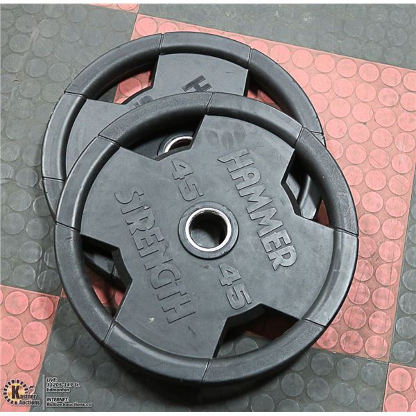 LOT WITH 2 HAMMER STRENGHT 45LBS WEIGHTS