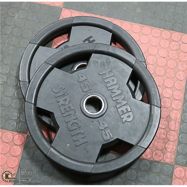LOT WITH 2 HAMMER STRENGHT 45LBS WEIGHTS