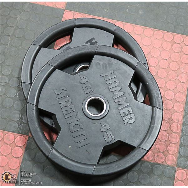 LOT WITH 2 HAMMER STRENGHT 45LBS WEIGHTS