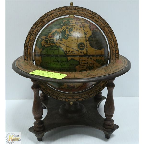 WOOD GLOBE MADE IN TALY ASTROLOGY SIGHNS