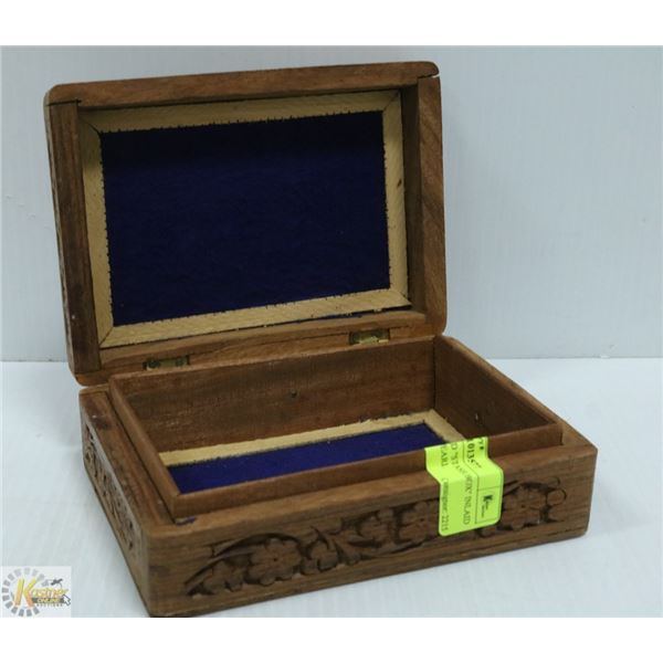 HAND CARVED "STASH BOX" INLAID MOTHER OF PEARL