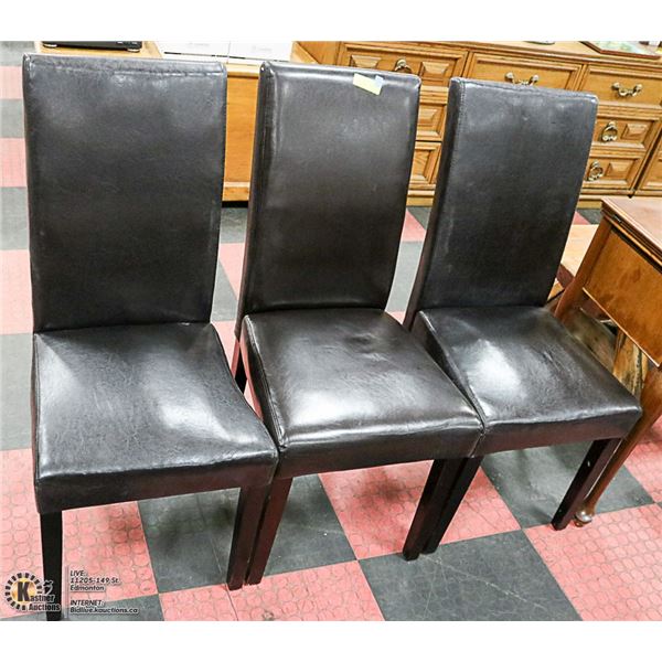 3 BLACK LEATHERTTE CHAIRS