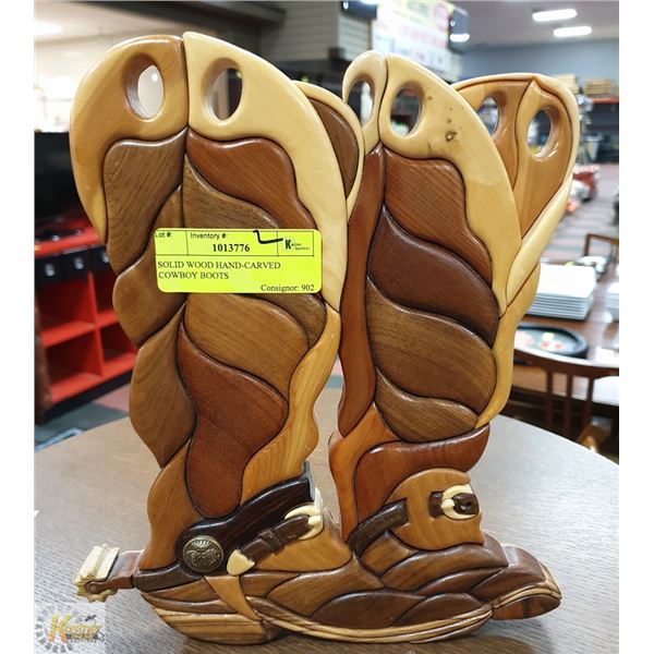 SOLID WOOD HAND-CARVED COWBOY BOOTS