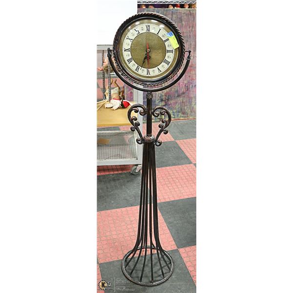 COPPER PEDISTAL 4FT TALL CLOCK, AS IS