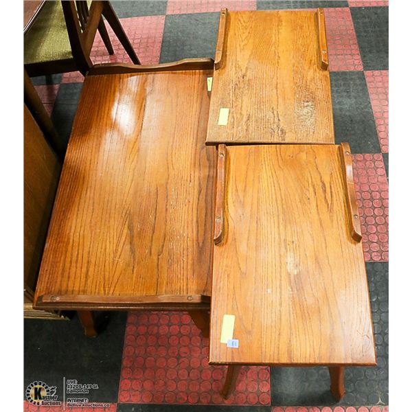 ESTATE VINTAGE SOLID WOOD 3-PC