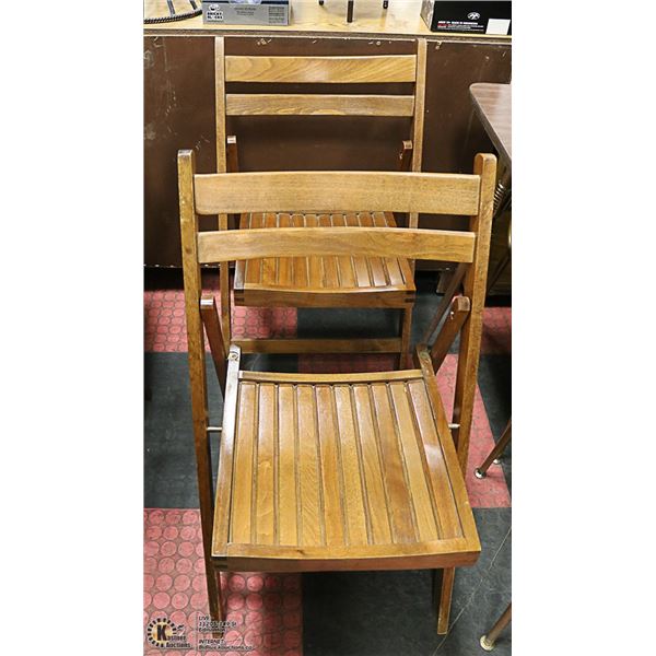 2 SOLID WOOD FOLDING CHAIRS
