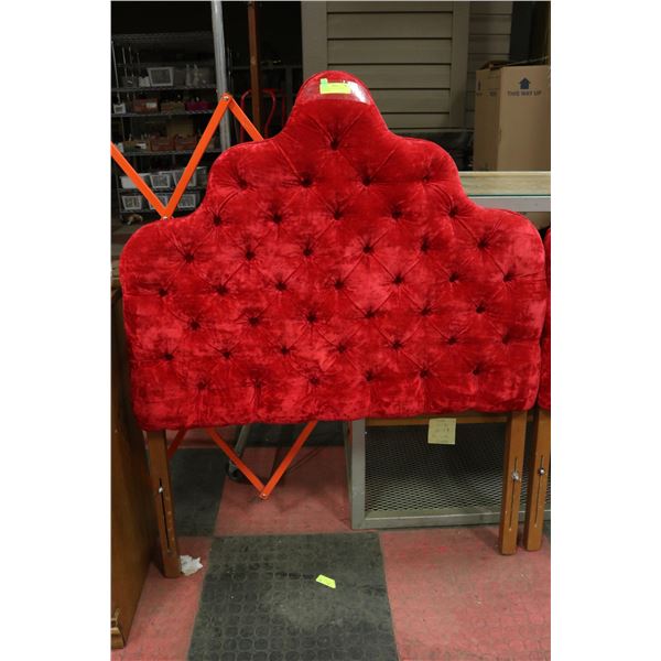 RED VELVET TUFTED SINGLE HEADBOARD