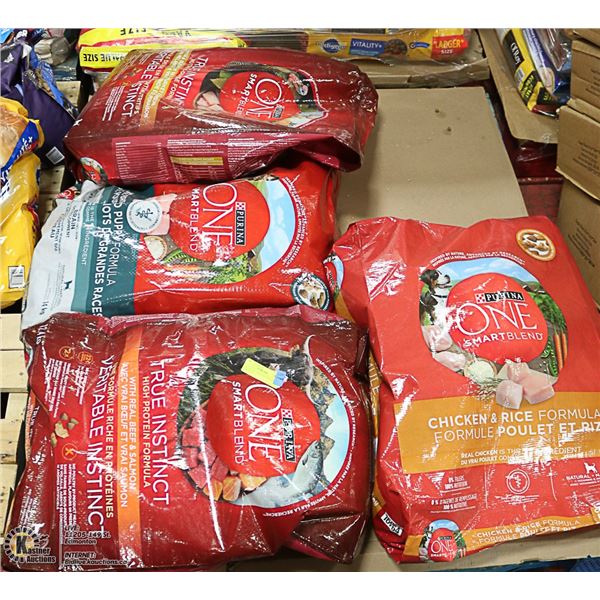 PALLED OF DAMAGED PURINA ONE DOG FOOD