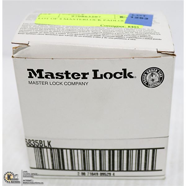 LOT OF 4 MASTERLOCK PADLOCKS