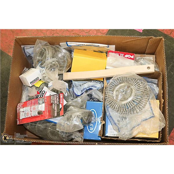 LARGE BOX OF ASSORTED FITTINGS AND HARDWARE