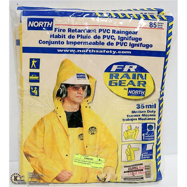 LOT OF 2 NORTH FIRE RETARDANT PVC RAINGEAR SIZE L