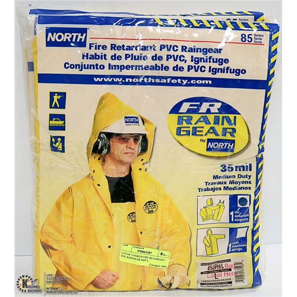 LOT OF 2 NORTH FIRE RETARDANT PVC RAINGEAR SIZE L