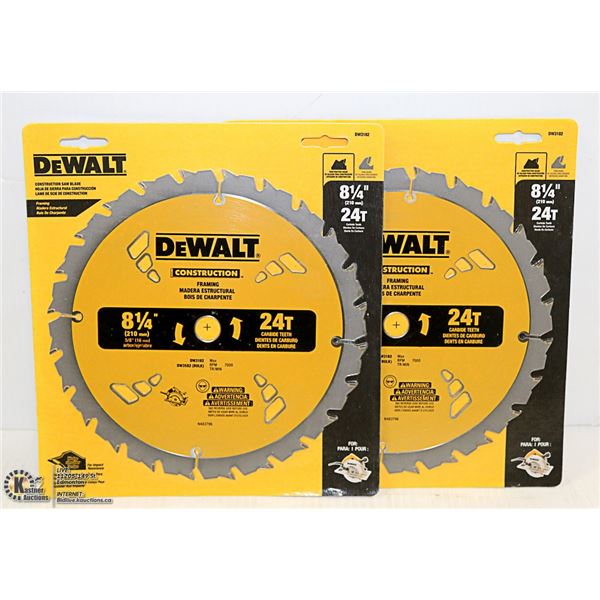 LOT OF 2 DEWALT 8 /14" 24 TEETH BLADES