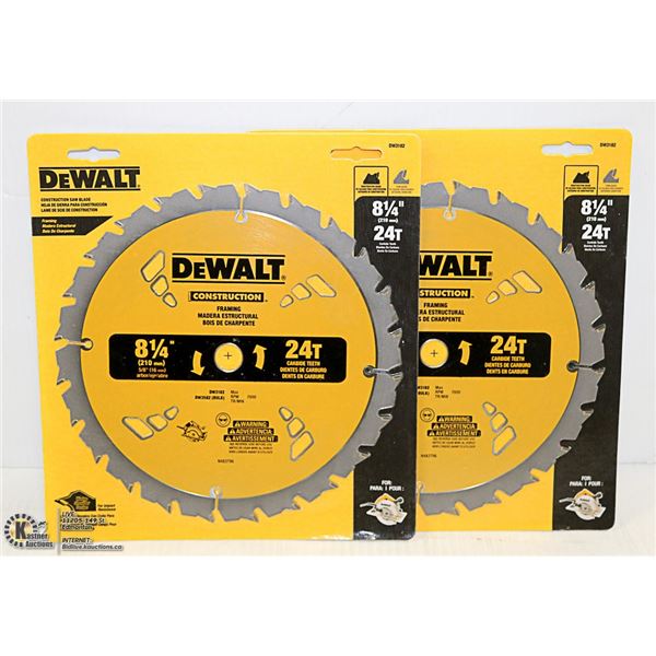 LOT OF 2 DEWALT 8 /14" 24 TEETH BLADES
