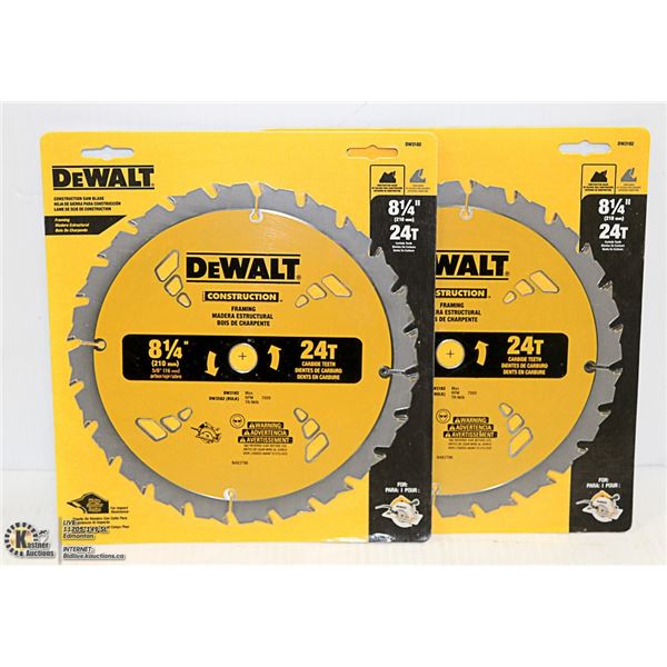 LOT OF 2 DEWALT 8 /14" 24 TEETH BLADES