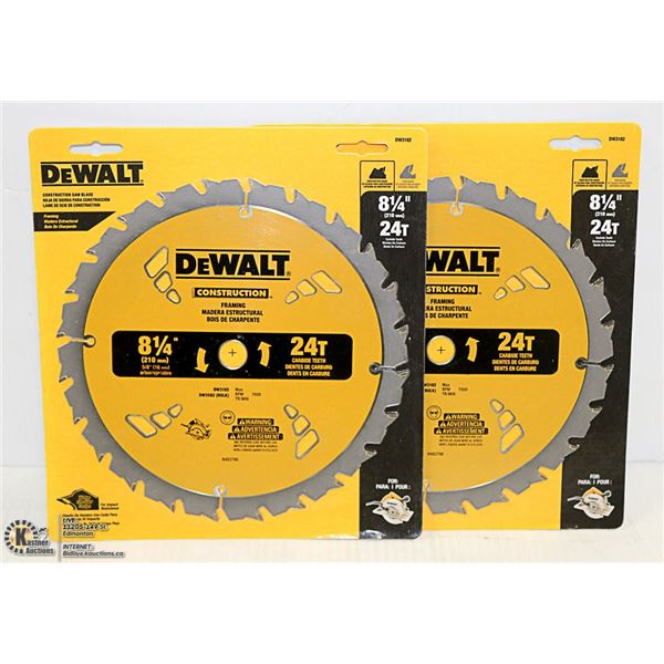 LOT OF 2 DEWALT 8 /14" 24 TEETH BLADES