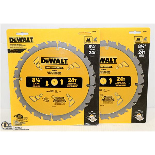 LOT OF 2 DEWALT 8 /14" 24 TEETH BLADES