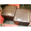 Image 1 : 2 LEATHER BROWN OTTOMANS