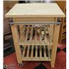 Image 1 : SMALL BUTCHER BLOCK TABLE ON WHEELS