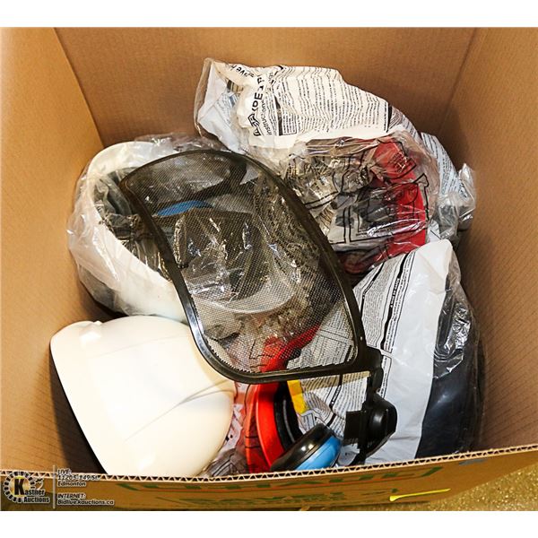 BOX OF ASSORTED HARD HATS
