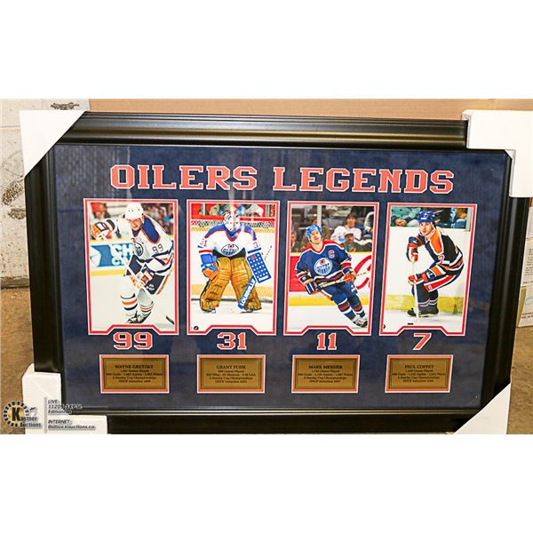 NIB OILERS LEGENDS FRAMED PRINT