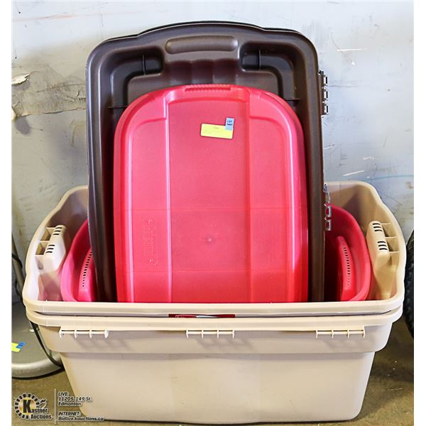 THREE LARGE TOTES STORAGE CONTAINER