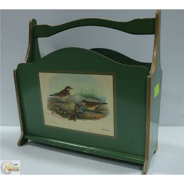 AUDOBON BIRDS WOODEN MAGAZINE STAND