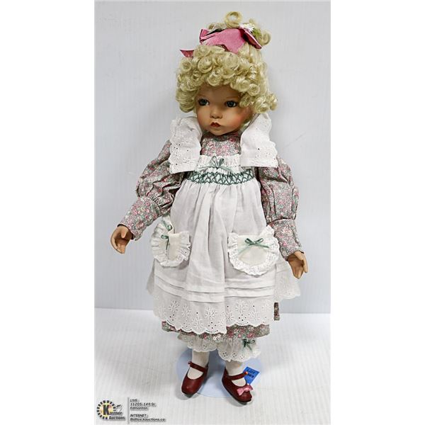 VINTAGE 15"  DOLL BY DIANNA EFFNER ON METAL STAND